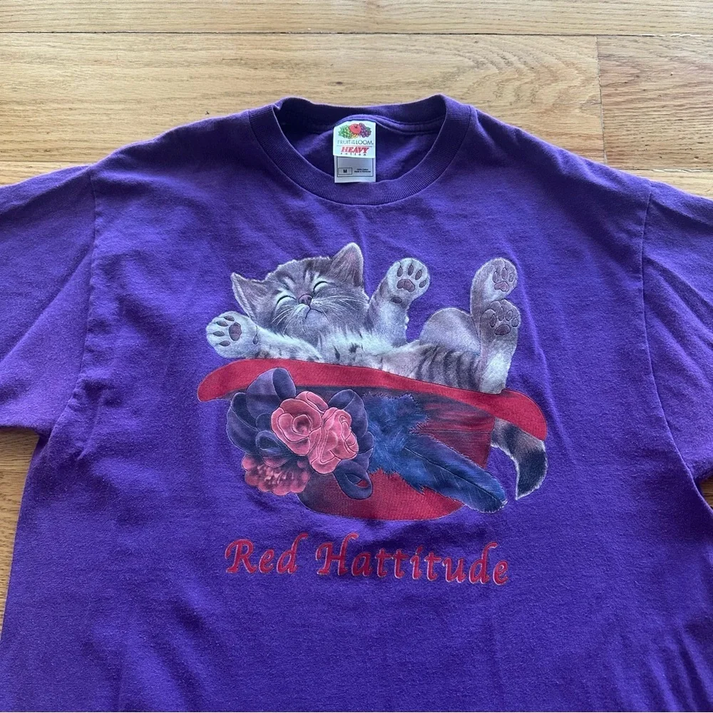 Purple Cat Graphic T-Shirt Size Medium Unisex 
Red Hattitude - Picture 2 of 11